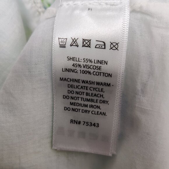 NEW Caroline Constas Women's Crop Top Size XL Linen Cotton White Watercolor Boho - Picture 6 of 7